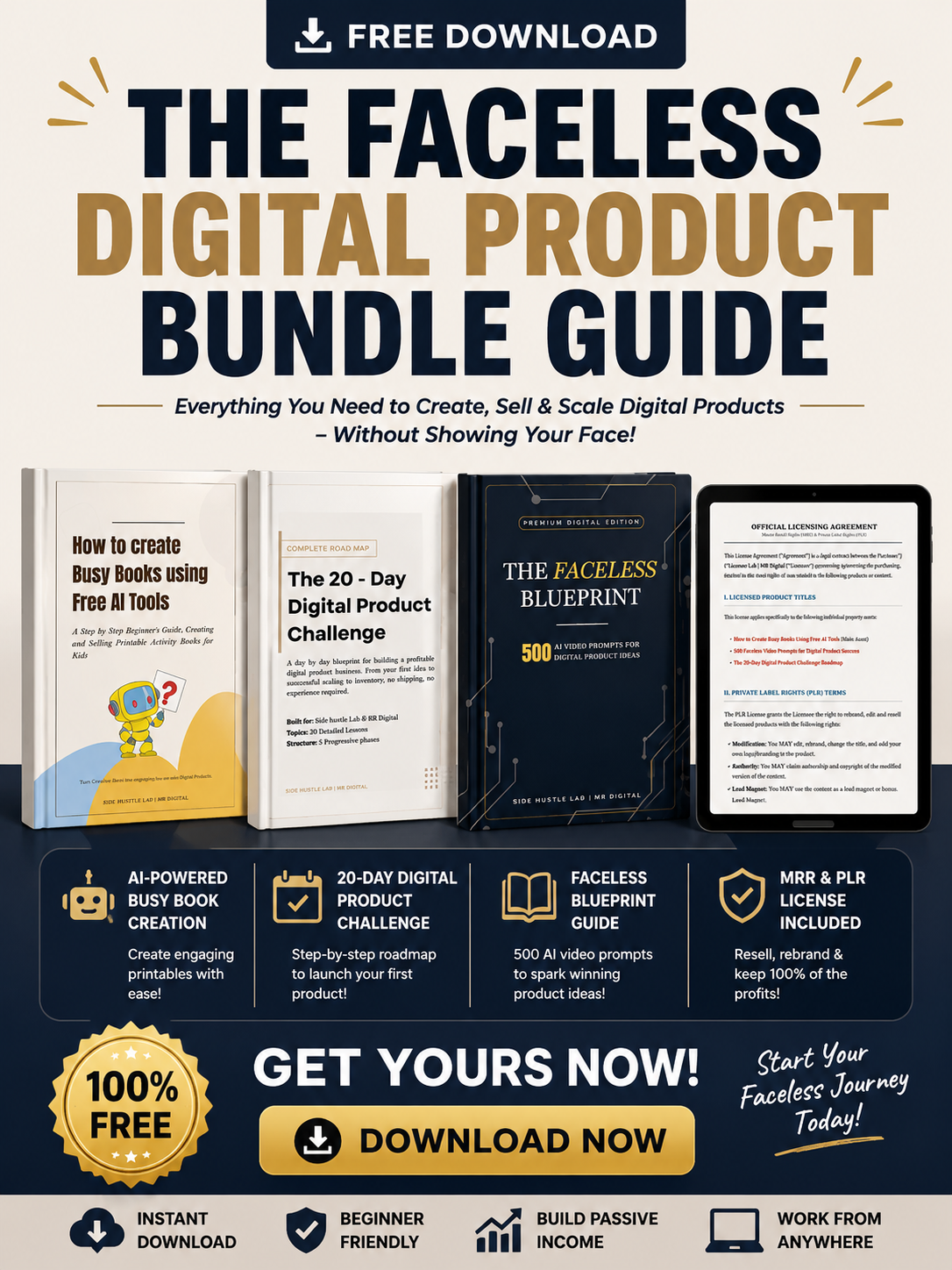The Faceless Digital Product Bundle — books, blueprint, and license preview